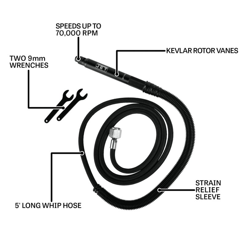 JET 1/8-Inch Pneumatic Micro Die Grinder, 70000 RPM (Model JAT-410) - Image 2